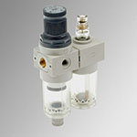 Filter-reg. +lubric. BIT coupling 1/4  filtrat.20µm regulat.012 bar semi-automatic condensation drain valve METAL WORK 520611