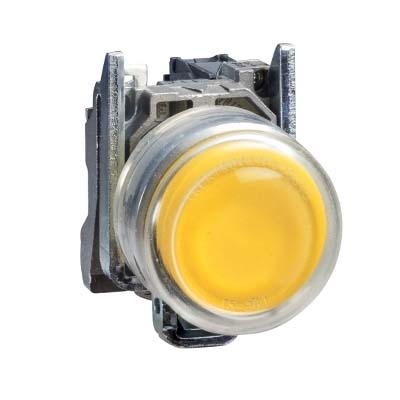 Push button, metal, projecting, yellow, Ø22, spring return, booted, unmarked, 1 NO, ATEX SCHNEIDER ELECTRIC XB4BP51EX