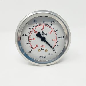 DN63 PRESSURE GAUGE WITH REAR CONNECTION AND FIXING FLANGE WIKA, (-1 TO 0 )