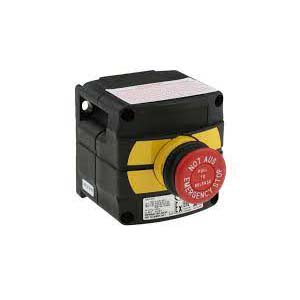 Emergency stop button + Shroud; marked: NOT-AUS and EMERGENCY STOP; 2 NC BARTEC 07-3511-10N81